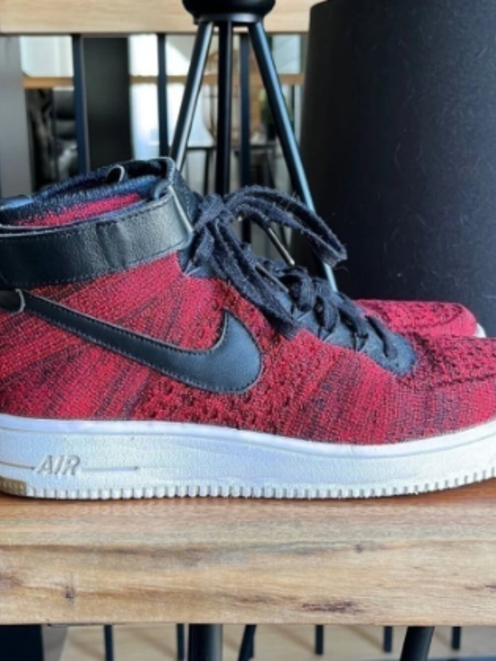 Nike flyknit airforce 1 mid ultra university red/black